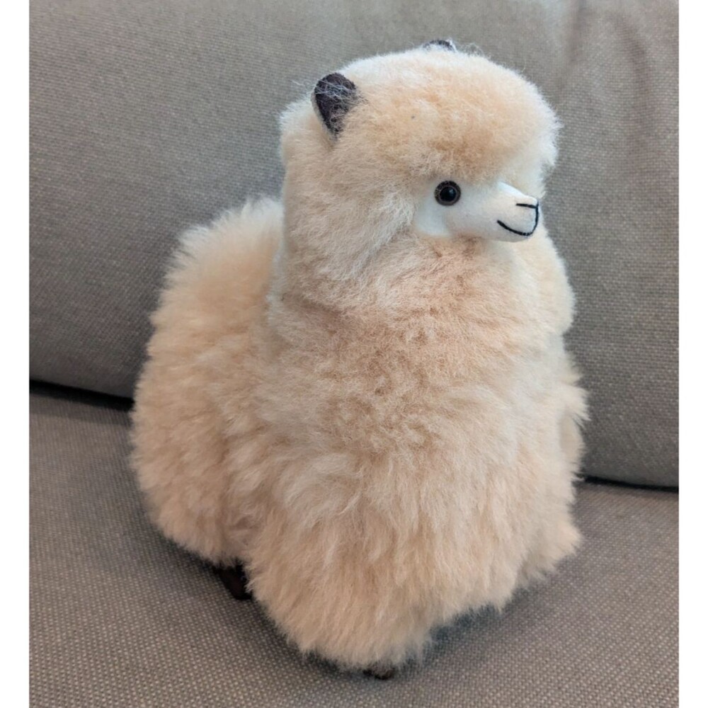Plush Alpaca Figure - Cream Decorative Accent